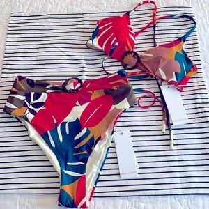 Red Carter Anthropologie African Oasis bikini set